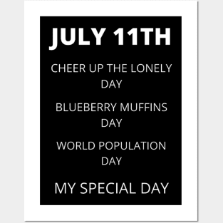 July 11th birthday, special day and the other holidays of the day. Posters and Art